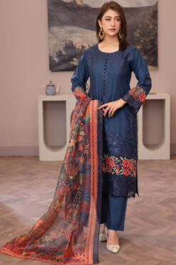 Mahi-Lawn D1| 023 | Pakistani Ladies Embroidered Shalwar Kameez with Printed Dupatta - Asian Womenswear Embroidery