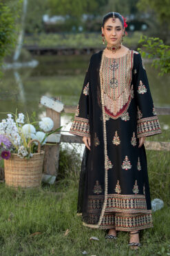 Eid Collection: Fully Embroidered Cambric Shirt with Sequins & Lace Dupatta