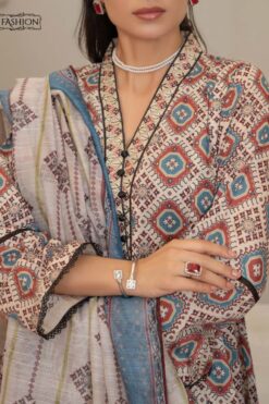 Elegant Indigo Floral Lawn Suit with Organza Dupatta