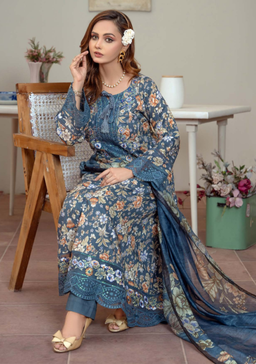 Aima-II D5 032 Lawn Frock Suit Pakistani Ladies Readymade Embroidered Frock Suit with Printed Dupatta Design 05 Womenswear - Image 3