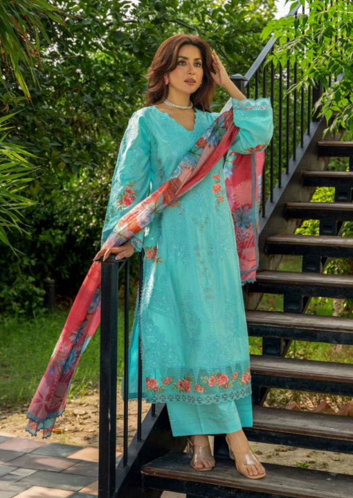 Mahi-4 D5 | 014 | Pakistani Ladies Lawn Embroidered Shalwar Kameez Suit with Printed Dupatta.  Womenswear Asian Clothes Salwar Outfit - Image 3