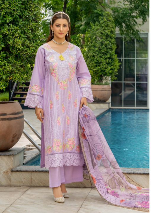 Mahi-4 D6 | 014 | Lawn | Pakistani Ladies Readymade Embroidered Shalwar Kameez Suit with Printed Dupatta in Lilac Color Asian Salwar Clothes Womenswear Fashion - Image 2