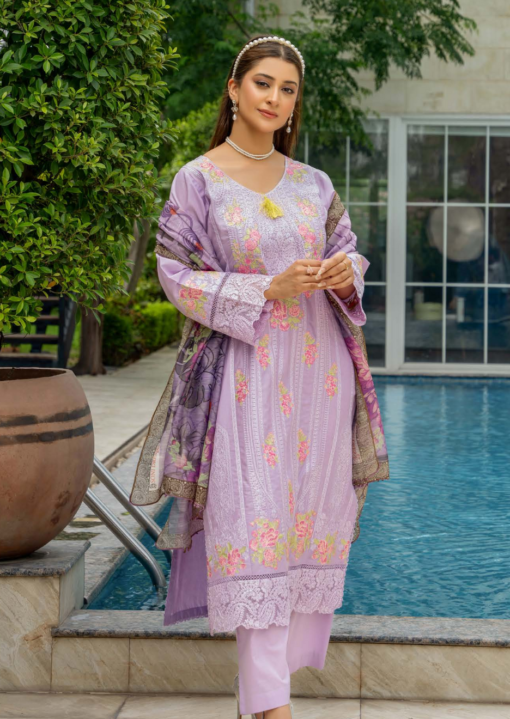 Mahi-4 D6 | 014 | Lawn | Pakistani Ladies Readymade Embroidered Shalwar Kameez Suit with Printed Dupatta in Lilac Color Asian Salwar Clothes Womenswear Fashion - Image 3