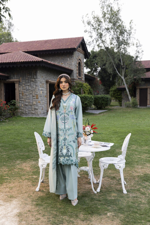 Heera 045 Cotton Embroidered Readymade Farshi Shalwar Kameez Suit with Chiffon Dupatta with Embroidered Border for Women's Fashion Womenswear Salwar Clothes Asian - Image 3