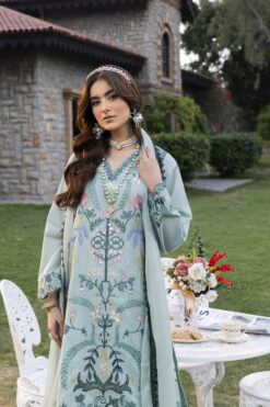 Heera 045 Cotton Embroidered Readymade Farshi Shalwar Kameez Suit with Chiffon Dupatta with Embroidered Border for Women's Fashion Womenswear Salwar Clothes Asian