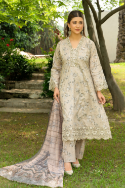 Zymal- V5 D2 Lawn Frock Ladies Pakistani Readymade Embroidered Frock Suit Shalwar Kameez with Printed Dupatta Casual Womenswear Dress Long Sleeve Elegant Embroidery Traditional Fashion Clothes Asian