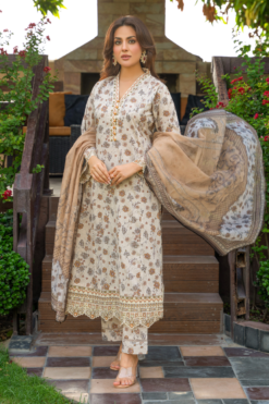 Zymal-V5 D6 021 Lawn Frock Ladies Pakistani Embroidered Readymade Shalwar Kameez Suit With Printed Dupatta Floral Design  Womenswear Clothes Asian Embroidery