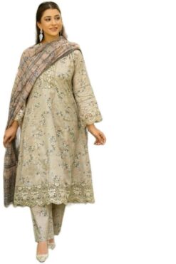 Zymal- V5 D2 Lawn Frock Ladies Pakistani Readymade Embroidered Frock Suit Shalwar Kameez with Printed Dupatta Casual Womenswear Dress Long Sleeve Elegant Embroidery Traditional Fashion Clothe