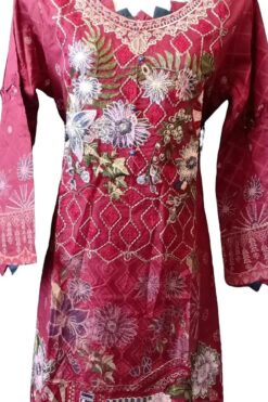 Ladies Pakistani designer suit red with chiffon dupatta Dress Traditional Womenswear Clothing Comfortable Elegance Embroidery