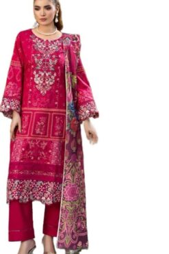 Zauq 2 D3 031 Dhanak Red Pakistani Ladies Readymade Embroidered Shalwar Kameez Suit with Pashmina Shawl for Elegant Occasions Womenswear Asian Clothes Salwar Embroidery Printed