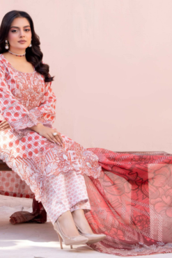 Alternative view of Terracotta Peach Printed Luxury Lawn Suit with Contrast Dupatta